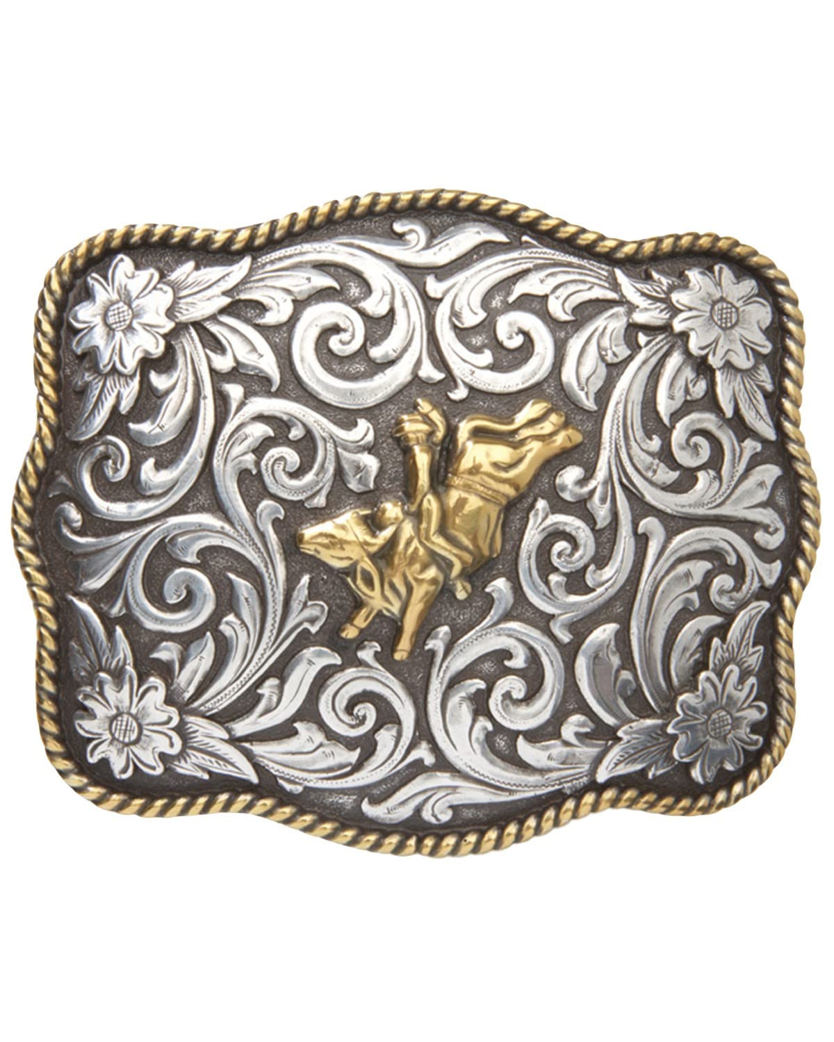 AndWest Men's Two-Tone Bull Rider Belt Buckle Two Tone One Size