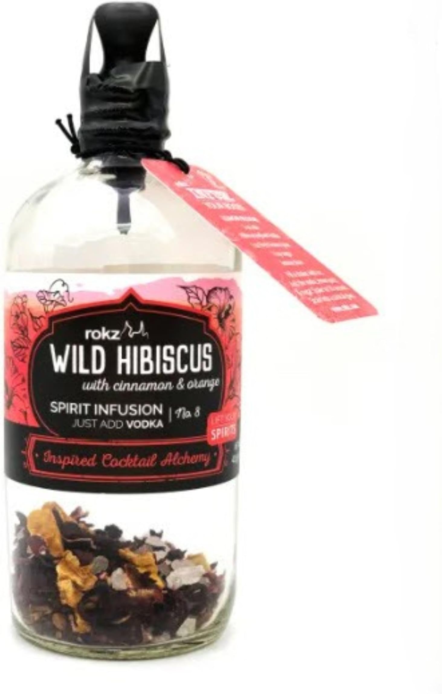 rokz Wild Hibiscus Spirit Infusion Bottle for Cocktails, 16 Ounce