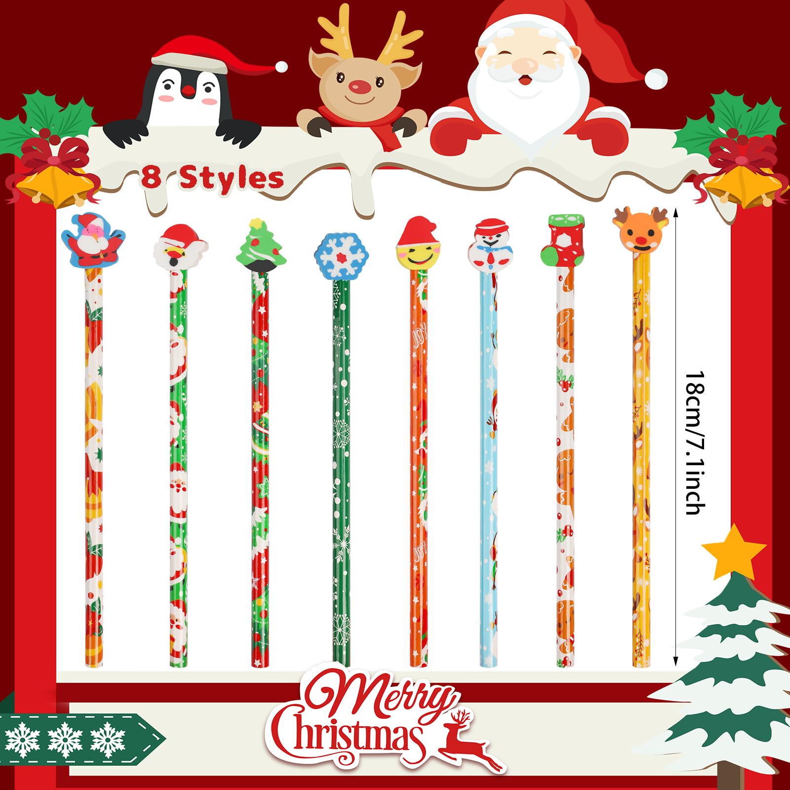 Christmas Pencils Christmas Holiday Pencils For Kids Mini Wooden Xmas 11 thumbnail image