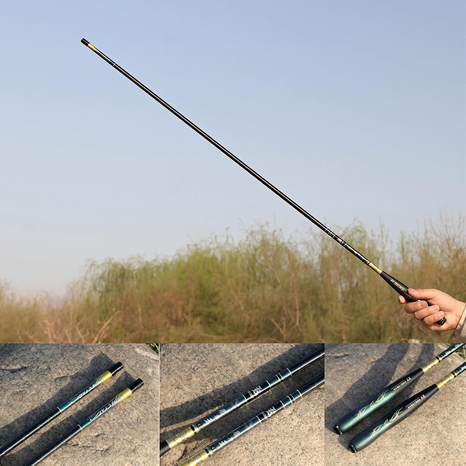 Canna da Pesca telescopica in Carbonio Ultraleggera e Super Rigida | Canna da carpa per fiumi, laghi, bacini artificiali, torrenti e stagni(4.8m)