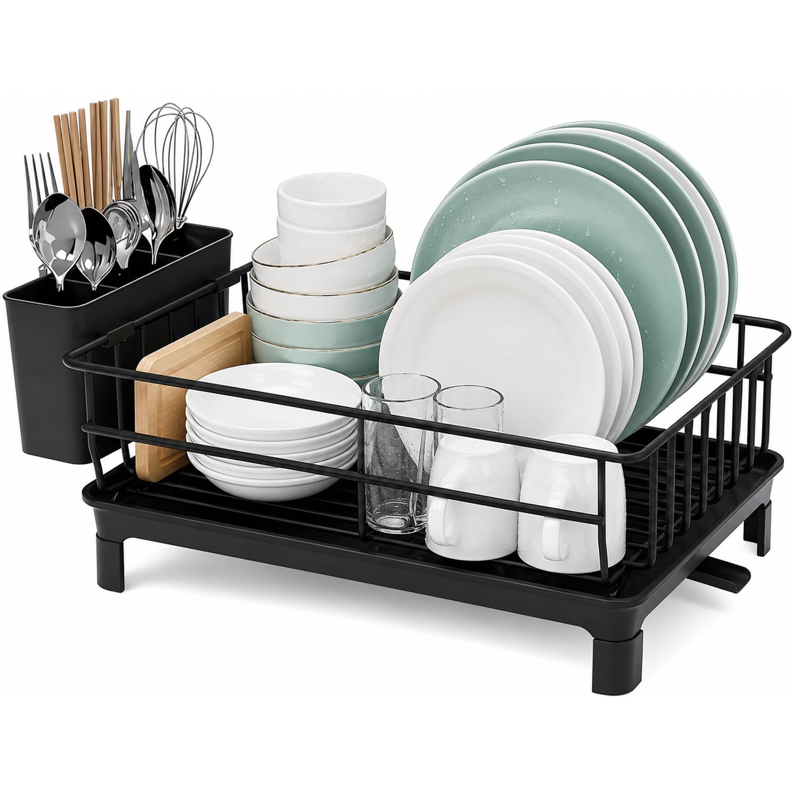 Stainless Steel Dish Drainer Drying Rack with Drainboard for Kitchen Sink
