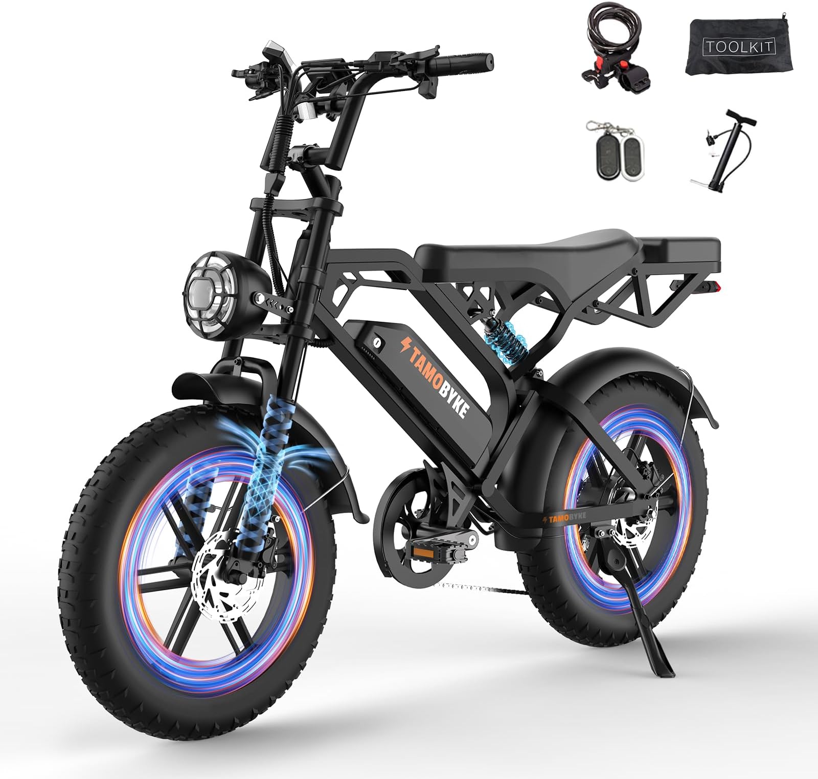 V20 Series Electric Bike for Adults,1000W/1500W Motor,48V 15.6AH/18.2AH Battery,Class 3 Throttle &7-Speed Pedals Assist Ebike&25-68Mikes Max Range,20'' Fat Tire E-bike for Commute &Offroad Riding.