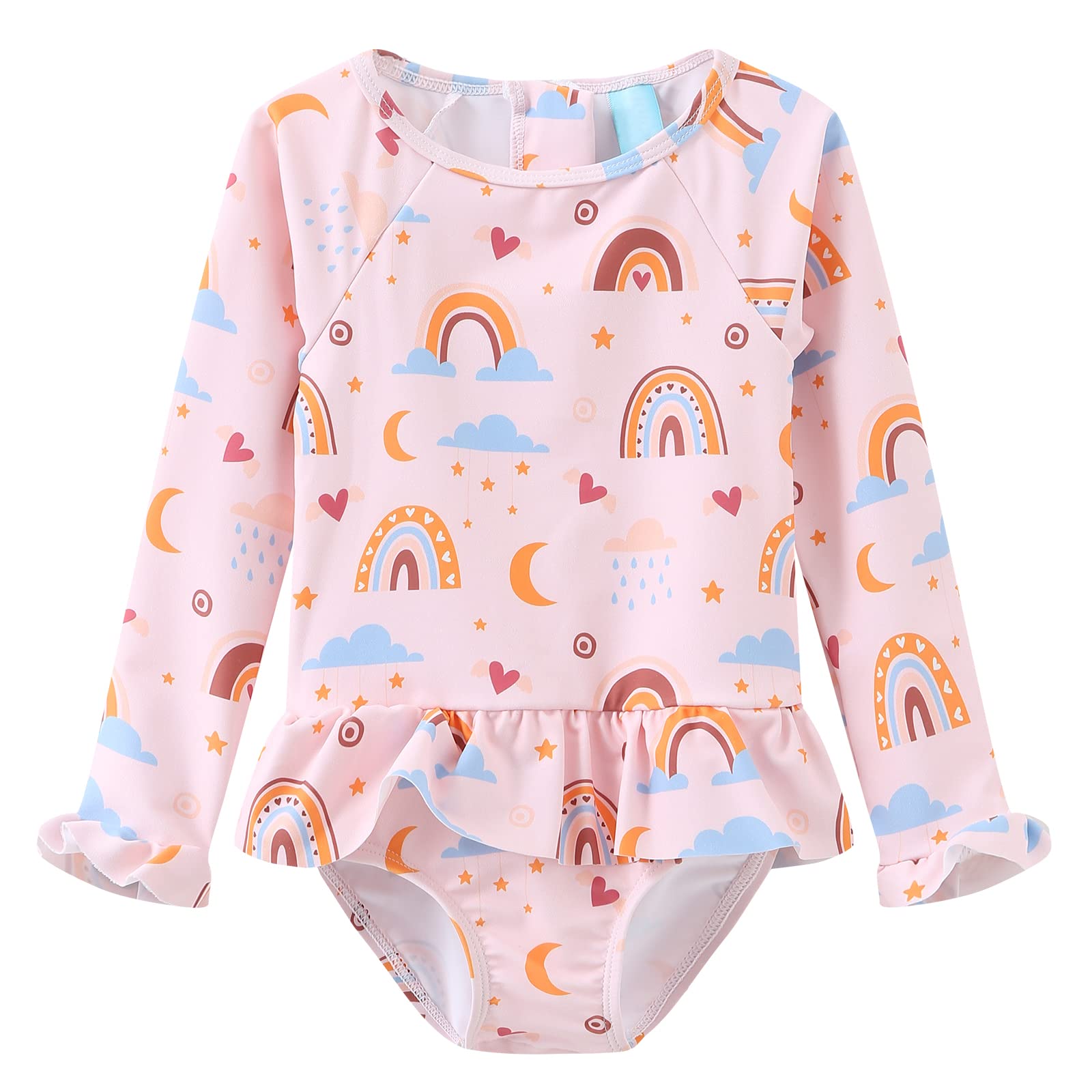 Qterdiz Traje de baño de una pieza para niña de manga larga con cremallera