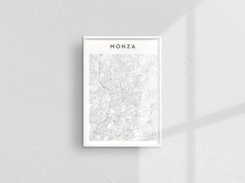 Black and White Map Poster of Monza Italy  11x17 12x18 16x24 24x36 Minimalist Unframed Traveler Wall Art  Hometown City Simplistic Artwork Print