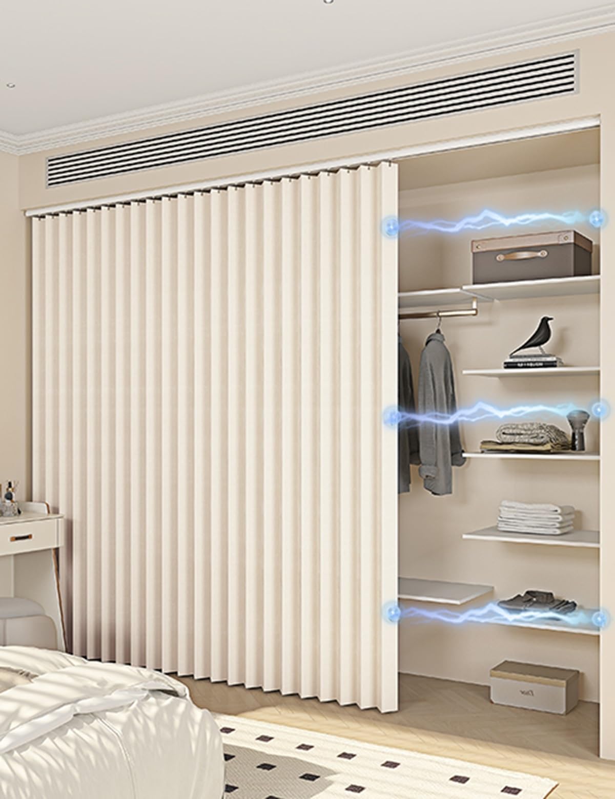 Rideau cuisine imperméable anti-poussière pour meuble et dressing