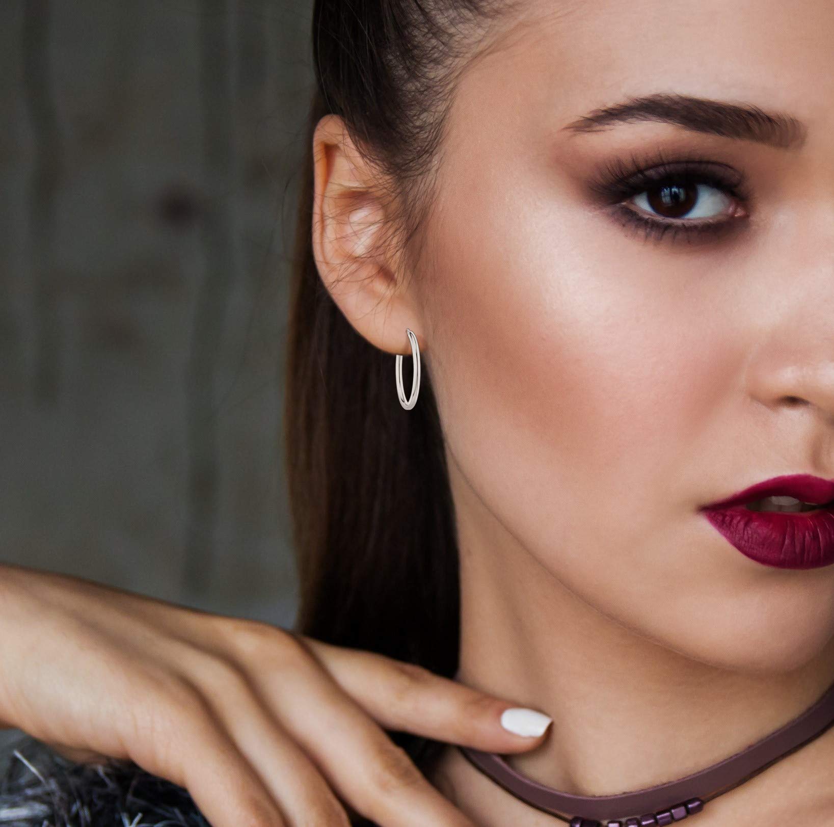 Aretes redondos de plata de ley 925 para mujeres y hombres, vienen en 0.394 a 0.98 pulgadas, Plata de ley, No es una piedra preciosa 4