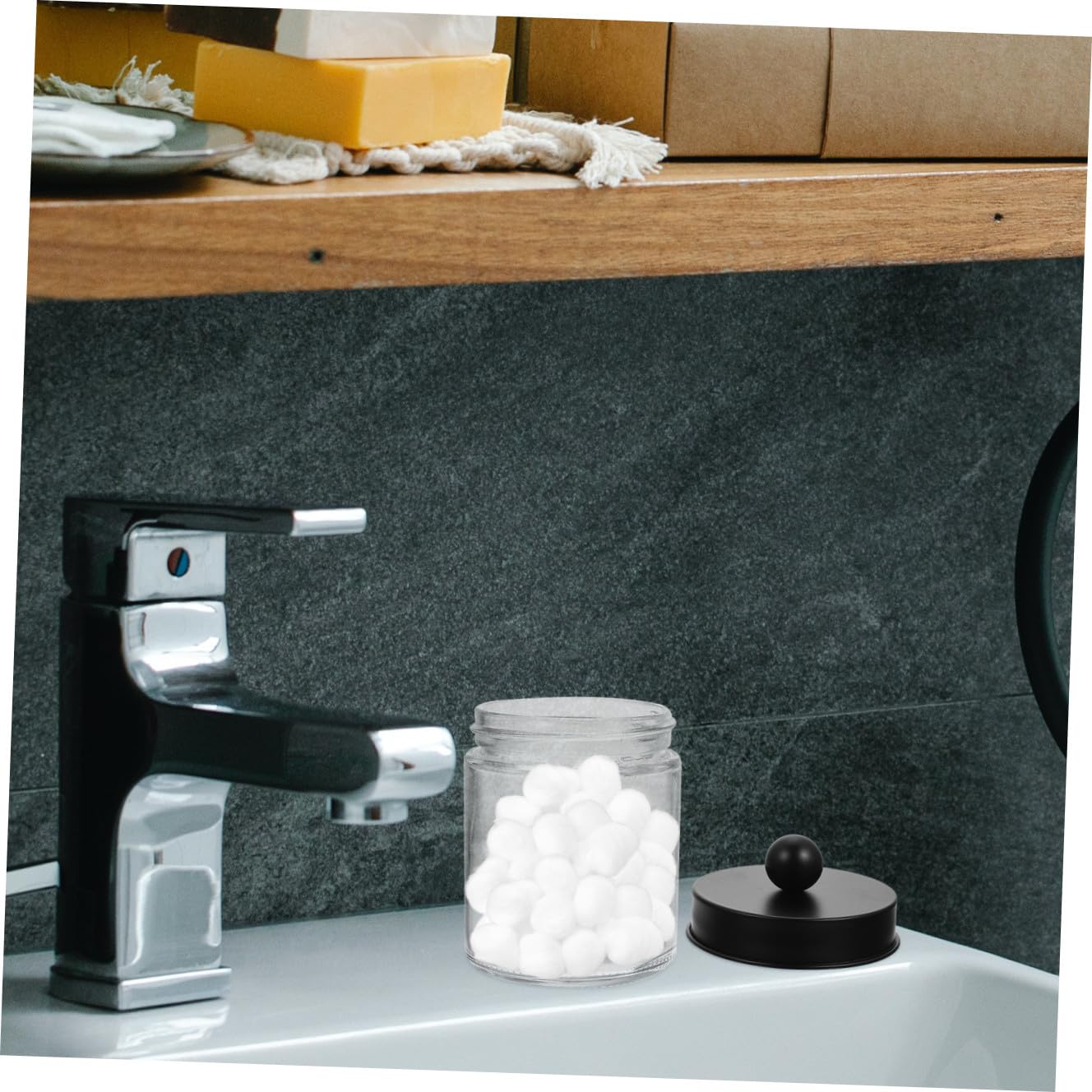 Ipetboom Wattestäbchenglas aus Transparentem Glas 3 Stück Pack mit Edelstahl Deckel Luftdichter Vorratsbehälter für Badezimmer und Make Up Organizer zur Staubfreien Aufbewahrung