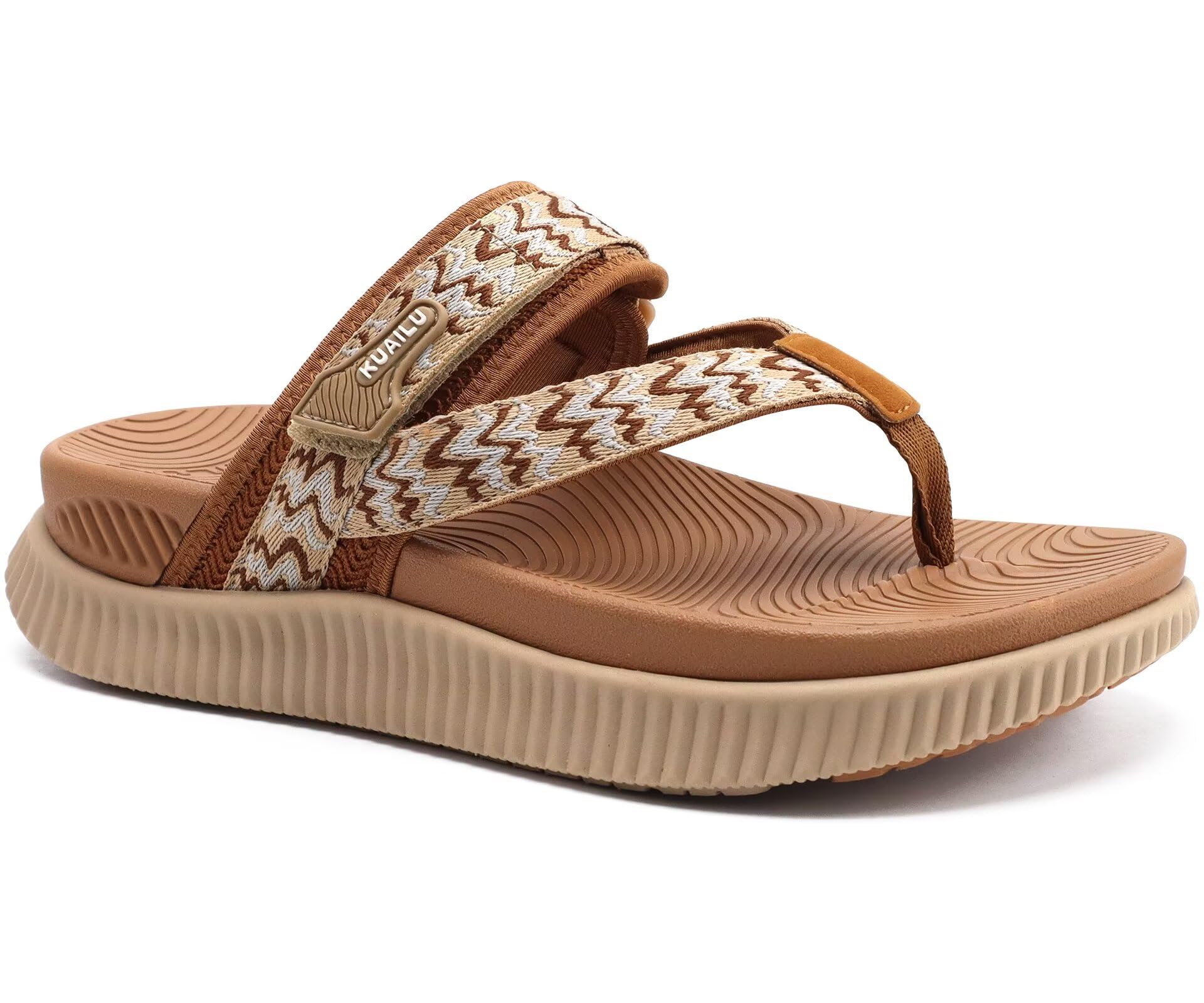 KuaiLu Femmes Orthotique Tongs Dames Athlétique Épais Coussin Tapis De Yoga Confortable Sandales De Marche Avec Soutien De Voûte Plantaire Été Extérieur Réglable Slip On Slides