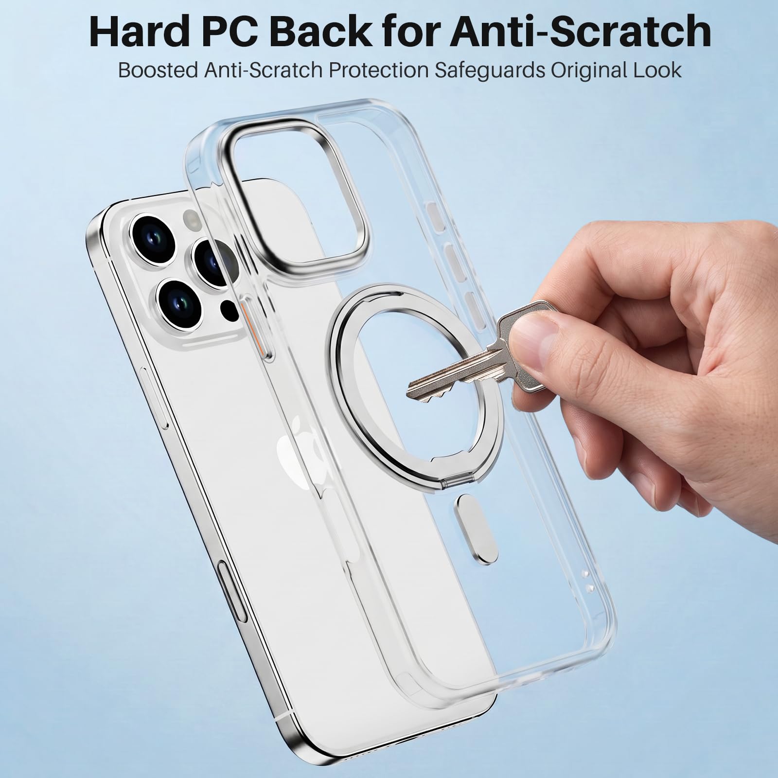 Custodia per telefono compatibile con iPhone 15 Pro con supporto ad | Cavalletto magnetico compatibile con Magsafe, protezione militare contro le cadute, cover sottile in TPU traslucido