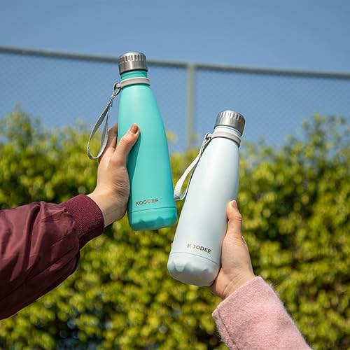 Miniatura 6 de koodee Botella de agua de acero inoxidable de 17 onzas, doble pared aislada al vacío, botella de agua deportiva de metal sin BPA, a prueba de fugas