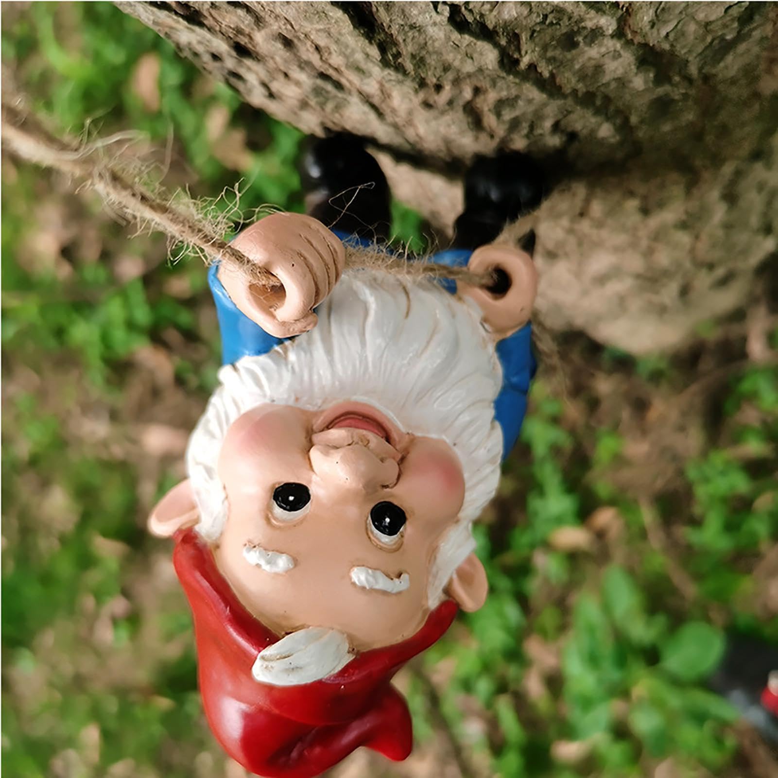 Genérico Decorazione per albero di gnomi rampicanti, in resina, 10-15 cm | Abbraccio, scultura artistica nana | Perfettamente ideale per la decorazione del patio, accento di prato, unica.