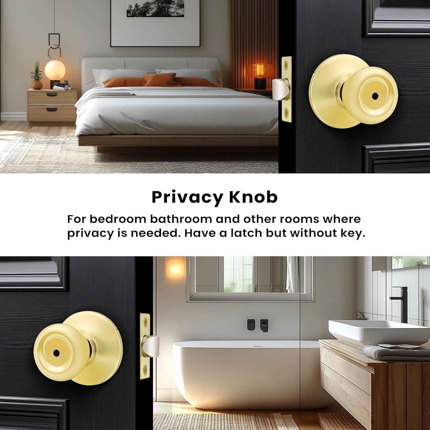GOBEKOR Privacy Door Knobs - 10 Pack, Keyless Locking -7