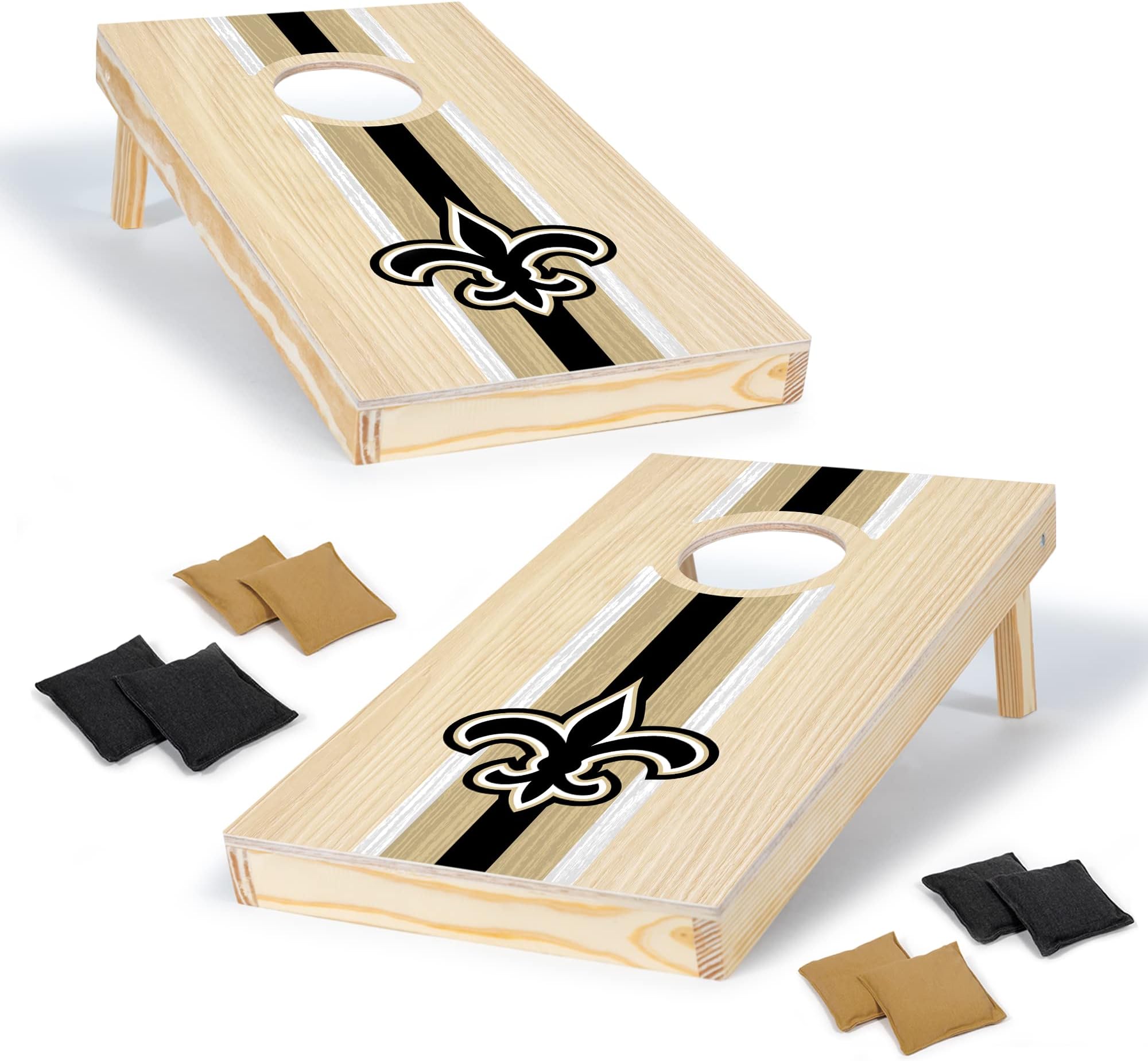 NFL Football Portable Size 1' x 2' Solid Wood Set with Direct Print HD Team Graphics – Travel Size