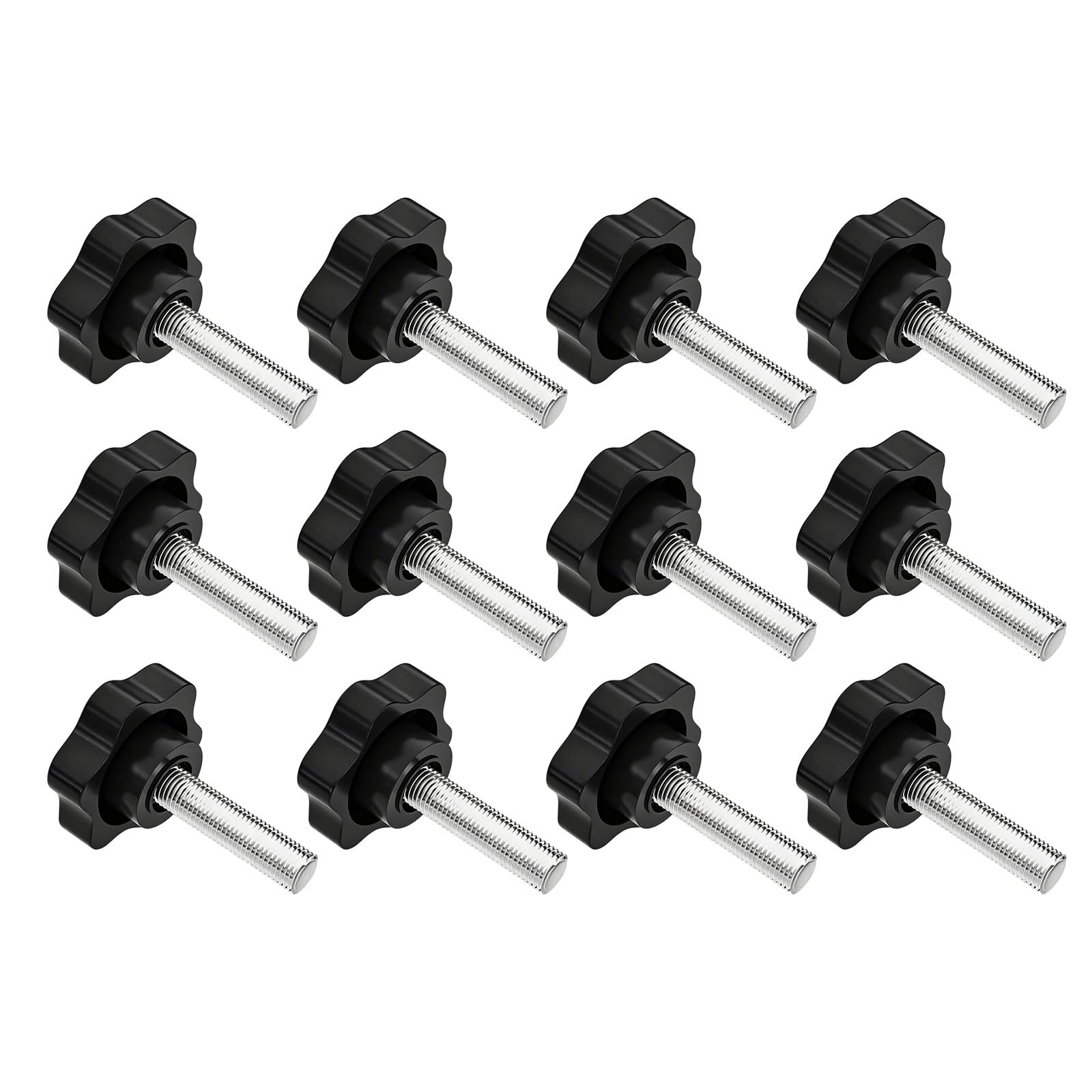 12 Pezzi Viti a Farfalla M6 x 25 mm, Dadi ad Ali in Metallo Zincato con Testa in Plastica Nero - Filettatura M6 per Mobili, Elettronica, Attrezzature Meccaniche e Applicazioni Industriali