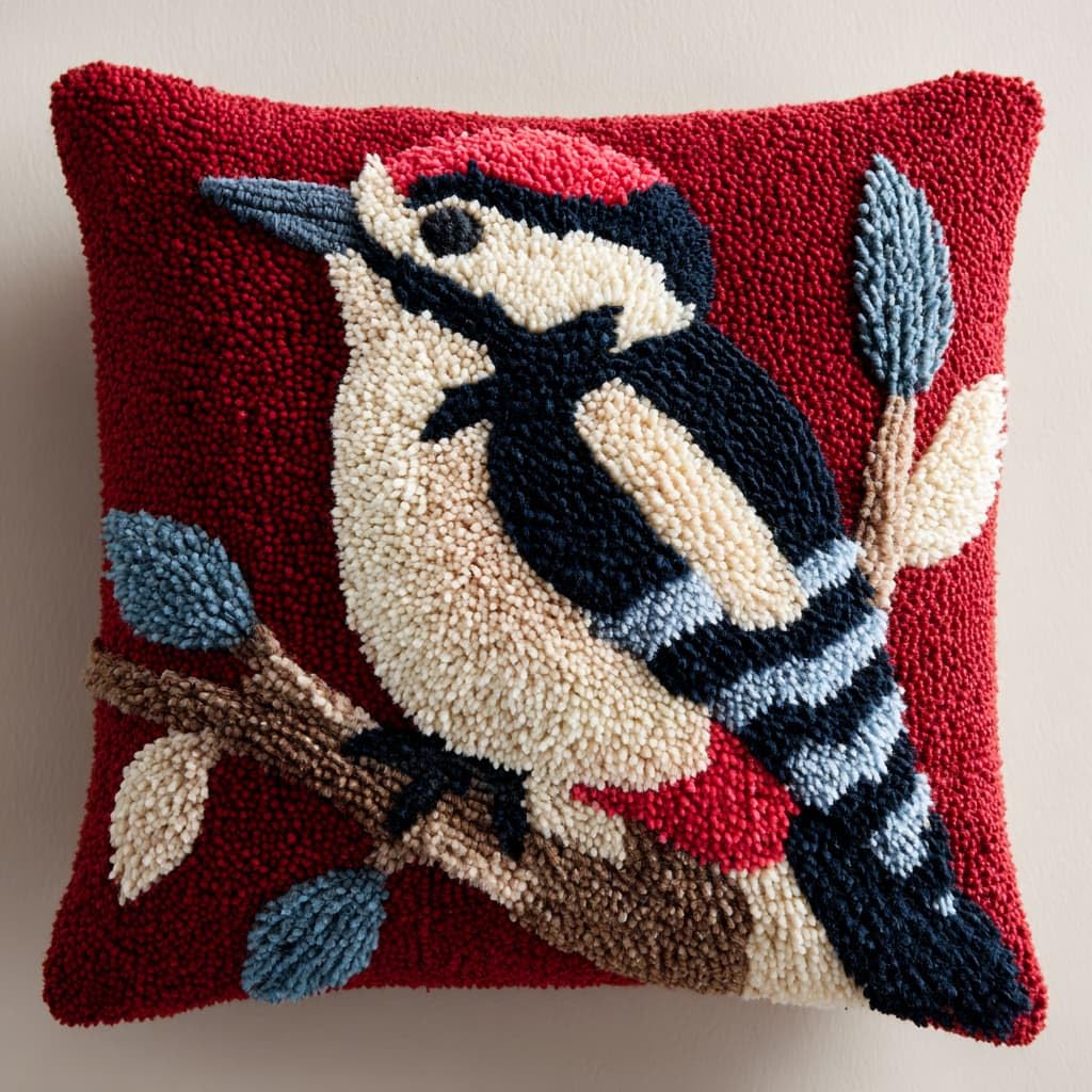WallustrioaW Latch Hook Kits Pillow,Animals Birds