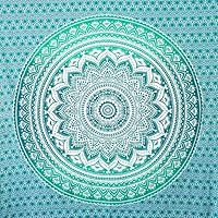 MOMOMUS Mandala Tuch Mehrzweck - Pareo/Strandtuch XXL, Dünn und Sandabweisend, Große Stranddecke Sandfrei Sanddurchlässig oder Picknickdecke XXL für Camping und Yoga - Türkis, 210x230cm