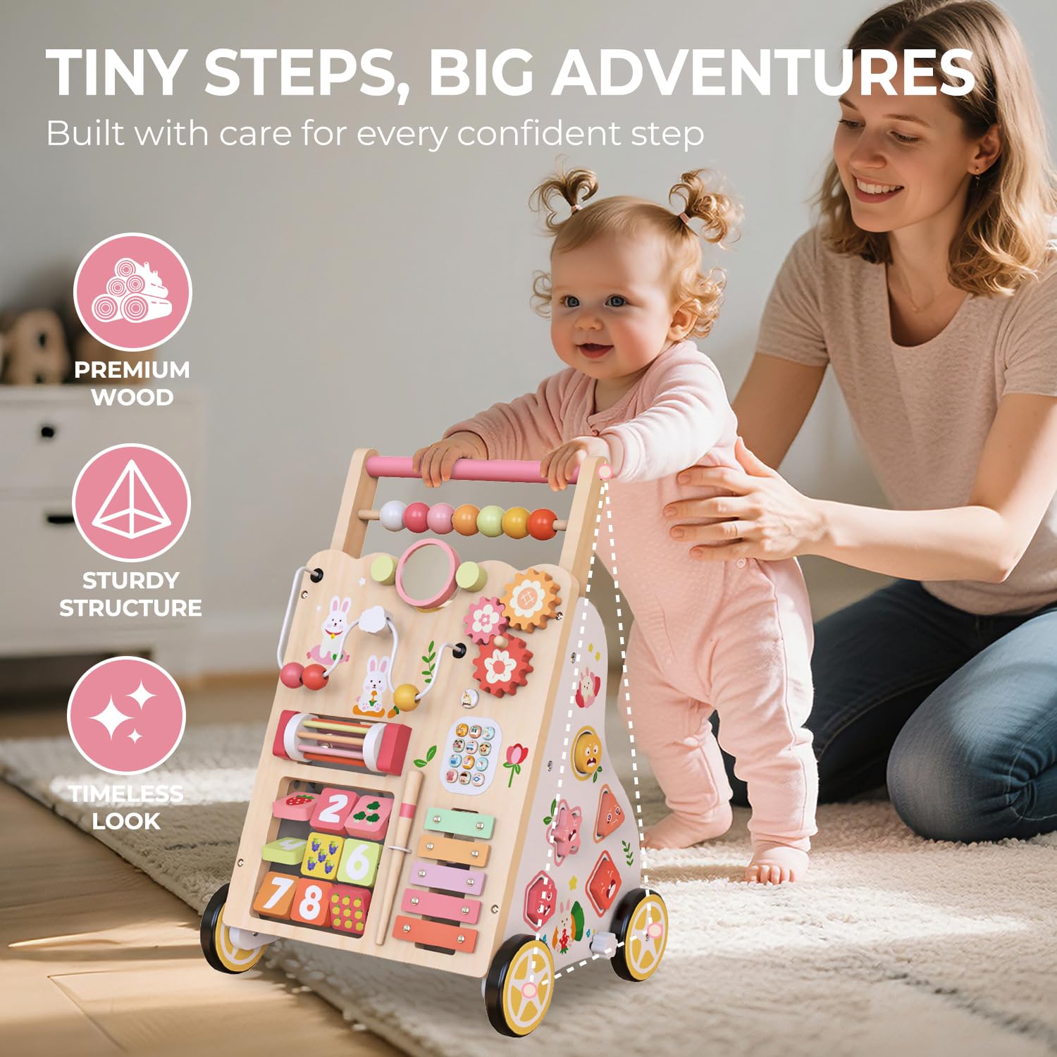 Giocattolo scorrevole in legno per imparare a camminare per bambini BPW668