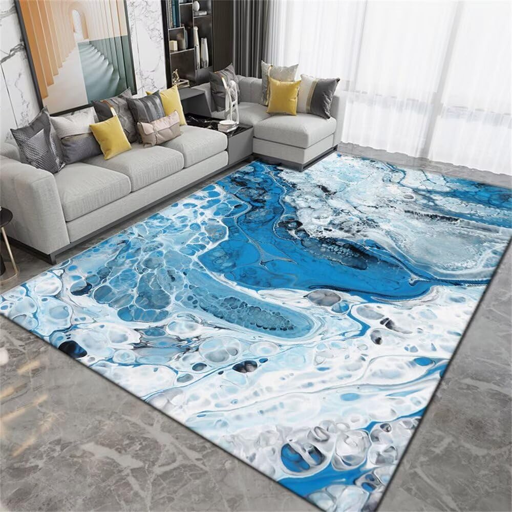 Tapis de couloir long bleu 150x200 cm pour chambre ado garcon et salon