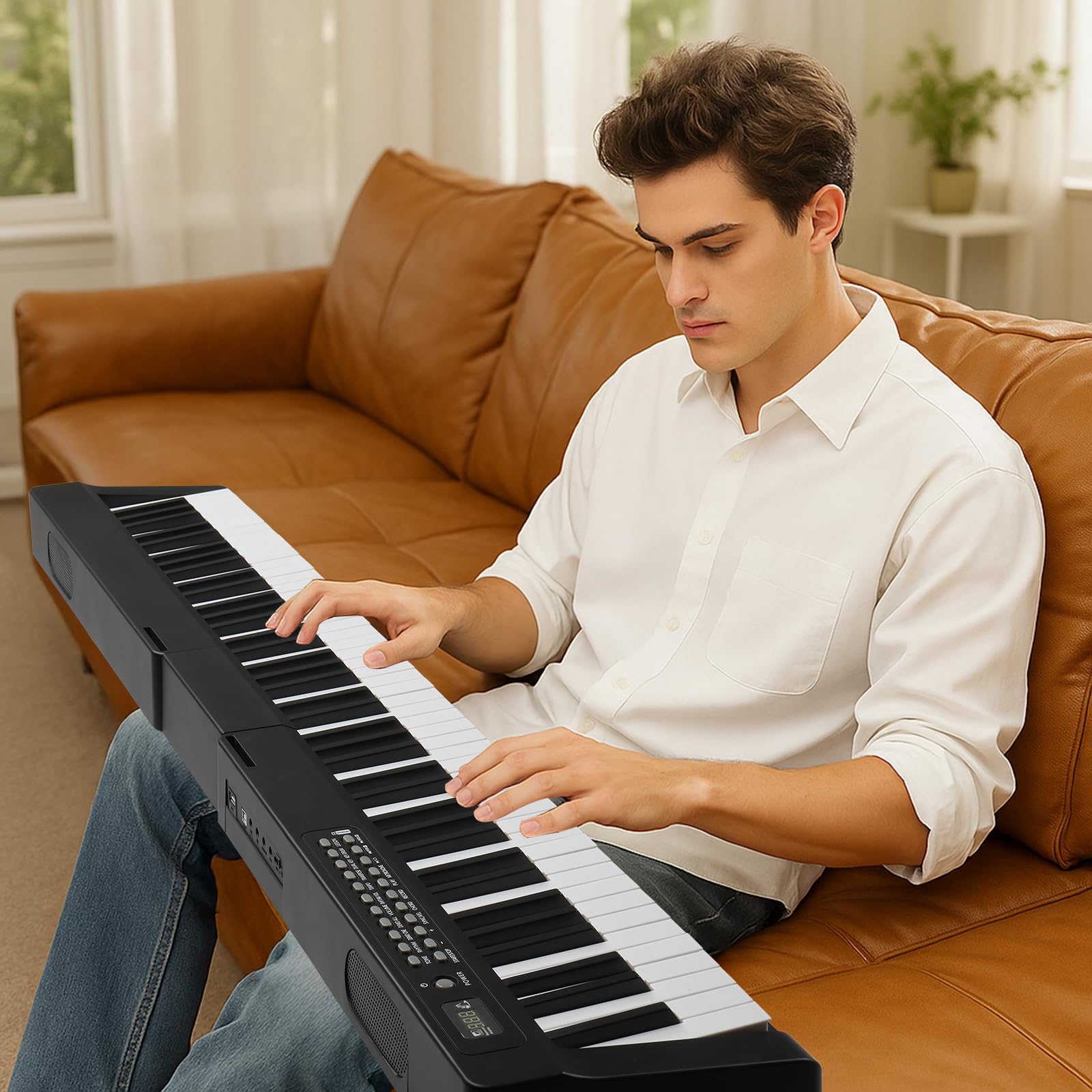 Bonnlo GPP-101 88-Tasten Digitalpiano mit Semi-Gewichteten Tasten, Bluetooth (Audio & MIDI), 150 Demo-Songs, 1000 Rhythmen & Klangfarben, Sustain Pedal, Kopfhörer, LED Display und USB-MIDI, Schwarz