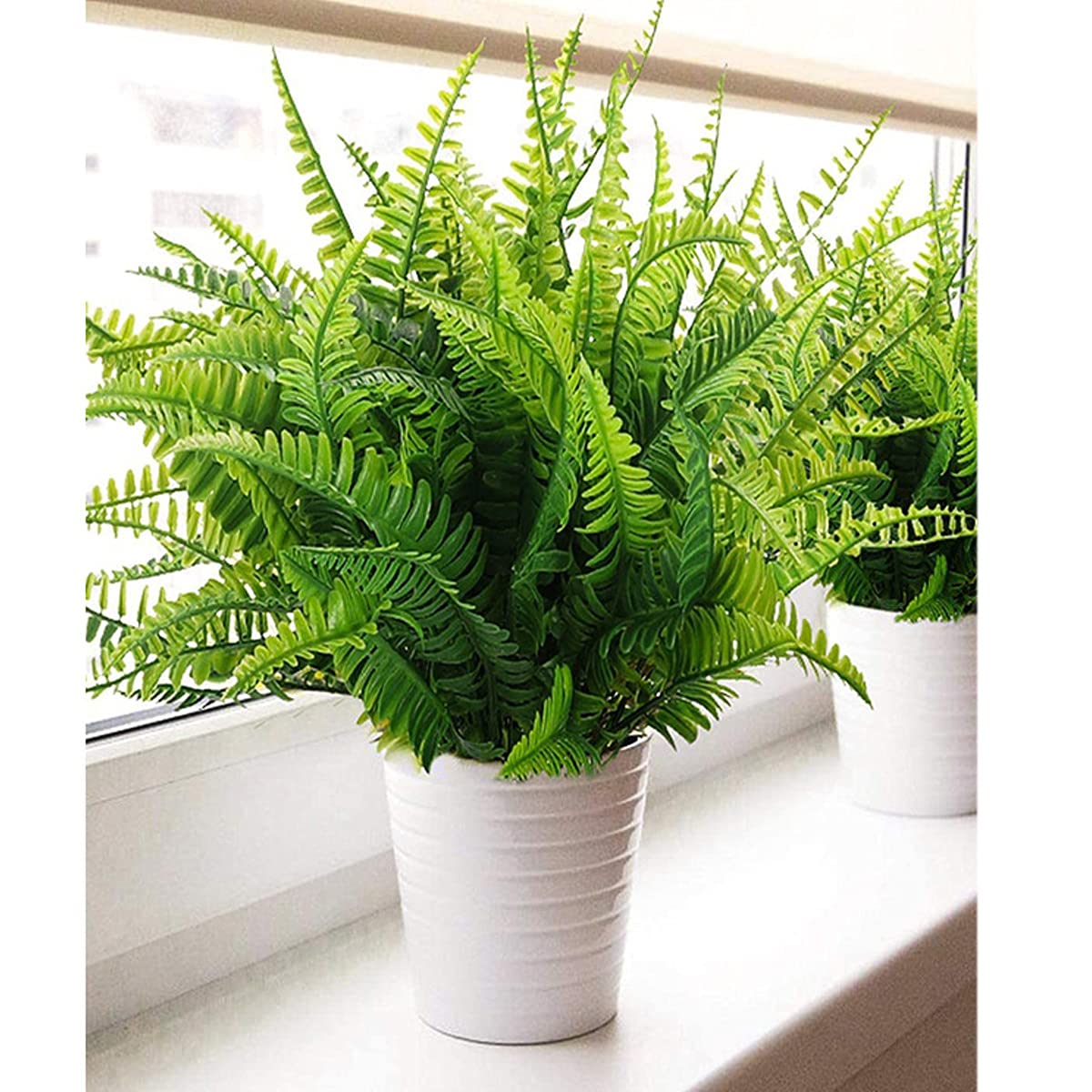 Famibay 8 fasci di piante artificiali foglie verdi cipolla erba verde steli di grano rami di erba finti arbusti interni esterni casa giardino balcone