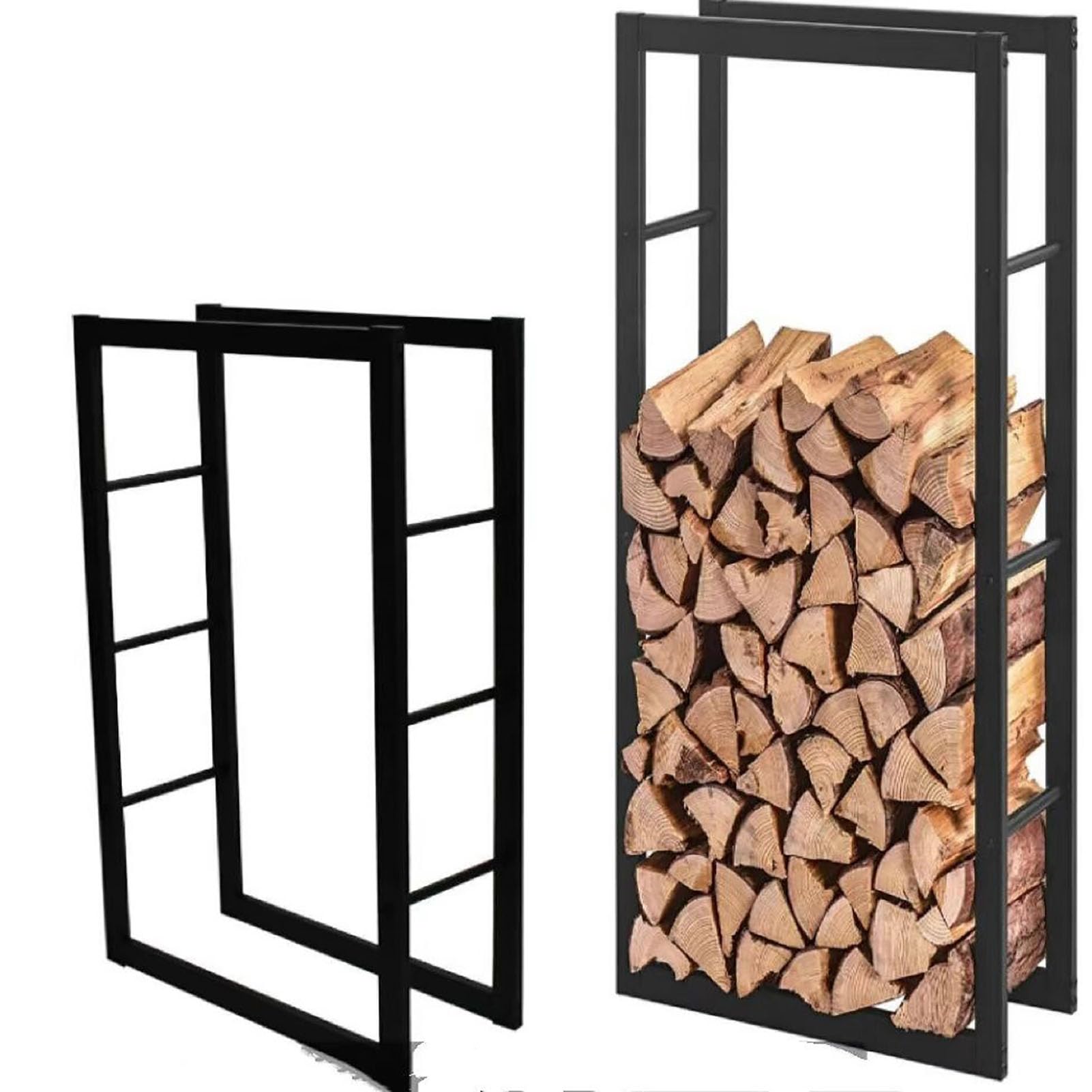 Portalegna Alto in Metallo, Scaffale Legnaia da Esterno, Porta Legna da Ardere, Supporto Extra Large per Camino, Soluzione Ergonomica per Giardino e Cantina,A,150×60cm