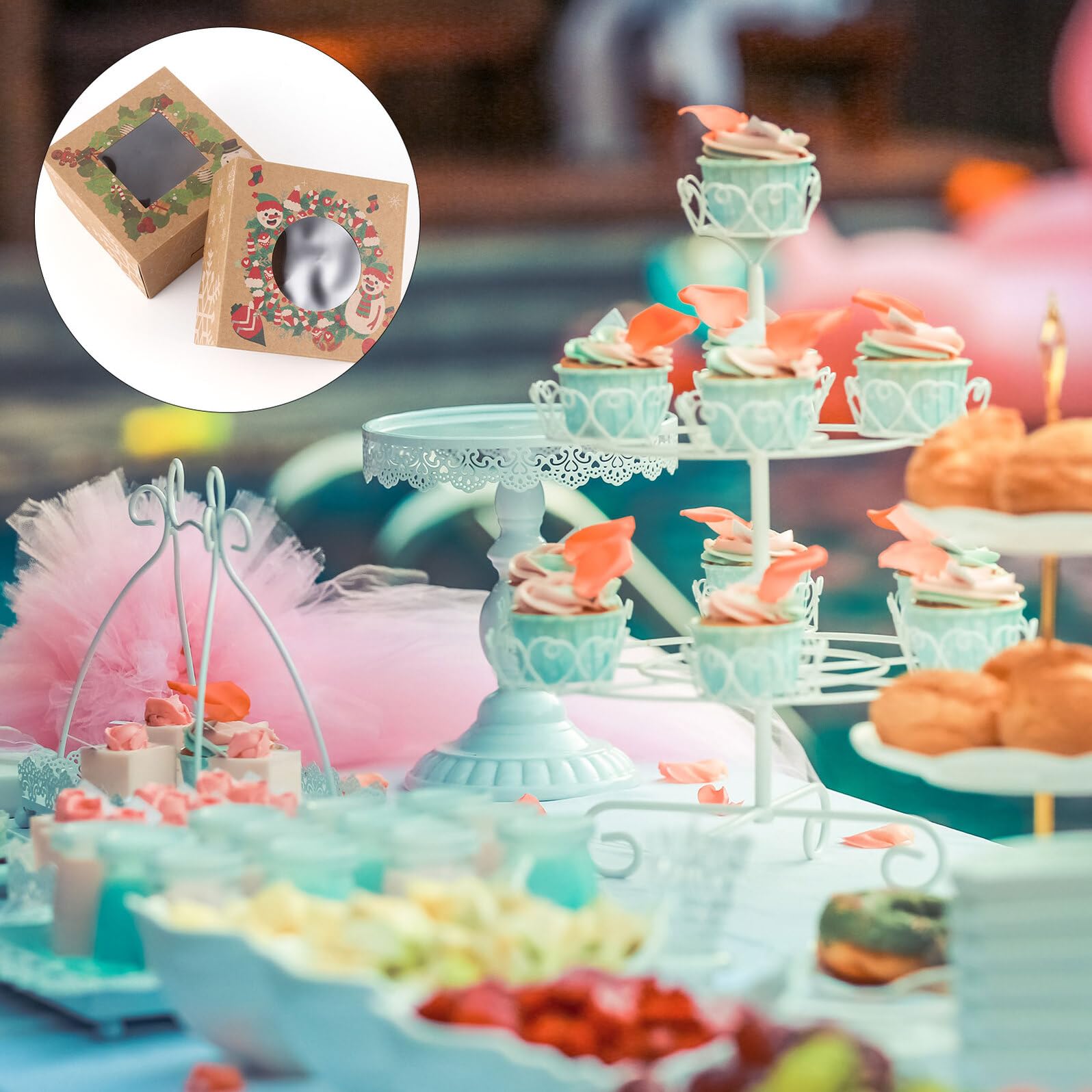 12pezzi Scatole per Dessert Contenitori per Biscotti Natalizi Scatole per Prodotti da Forno Imballaggio di Dolci per Festival Design Semplice