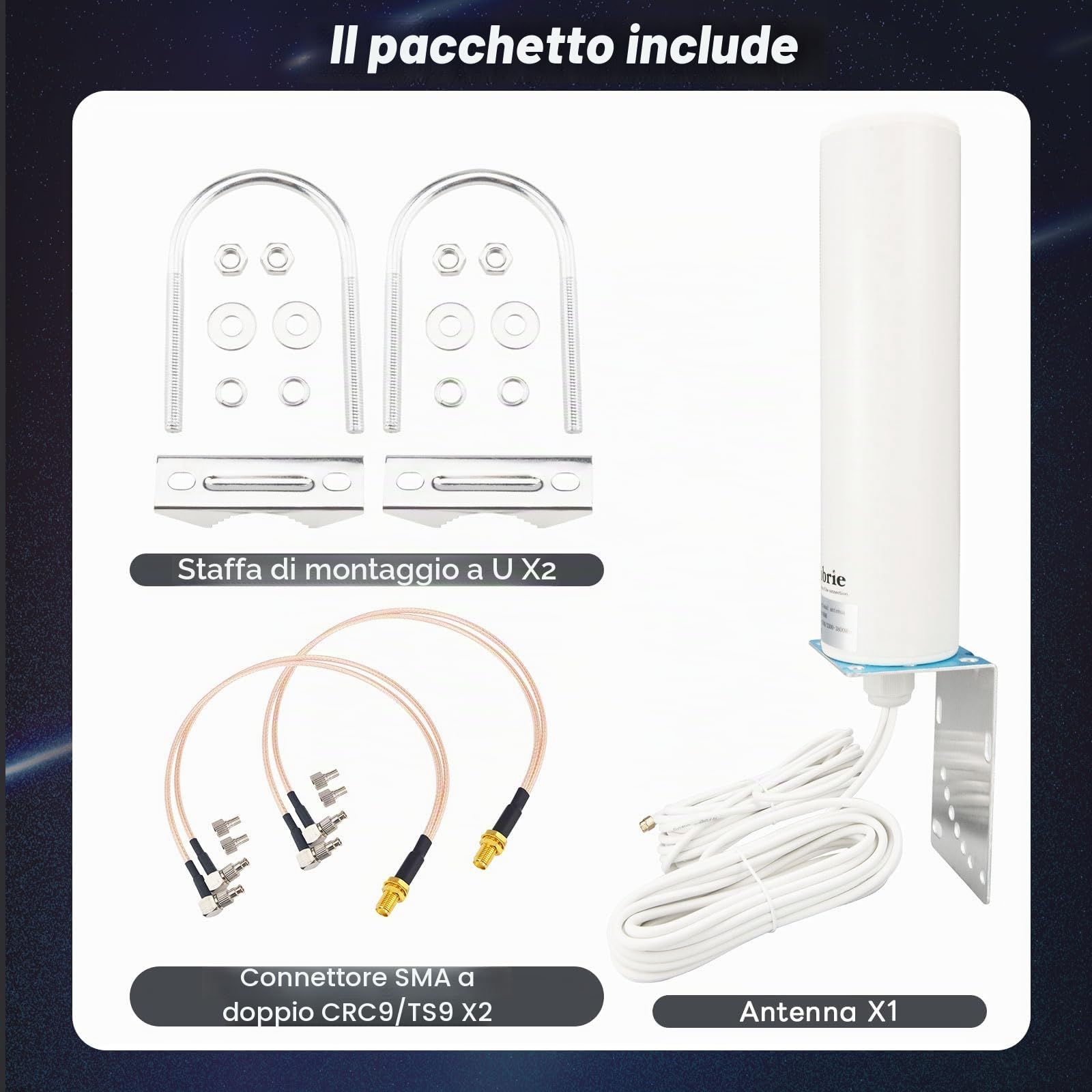Antenna WiFi 4G 5G LTE ad alto guadagno 10dBi Antenna omnidirezionale esterna 698-3800MHZ Router Modem Gateway Antenne Dual SMA maschio 16.4Ft RG58 Cavo+SMA femmina a doppio connettore maschio