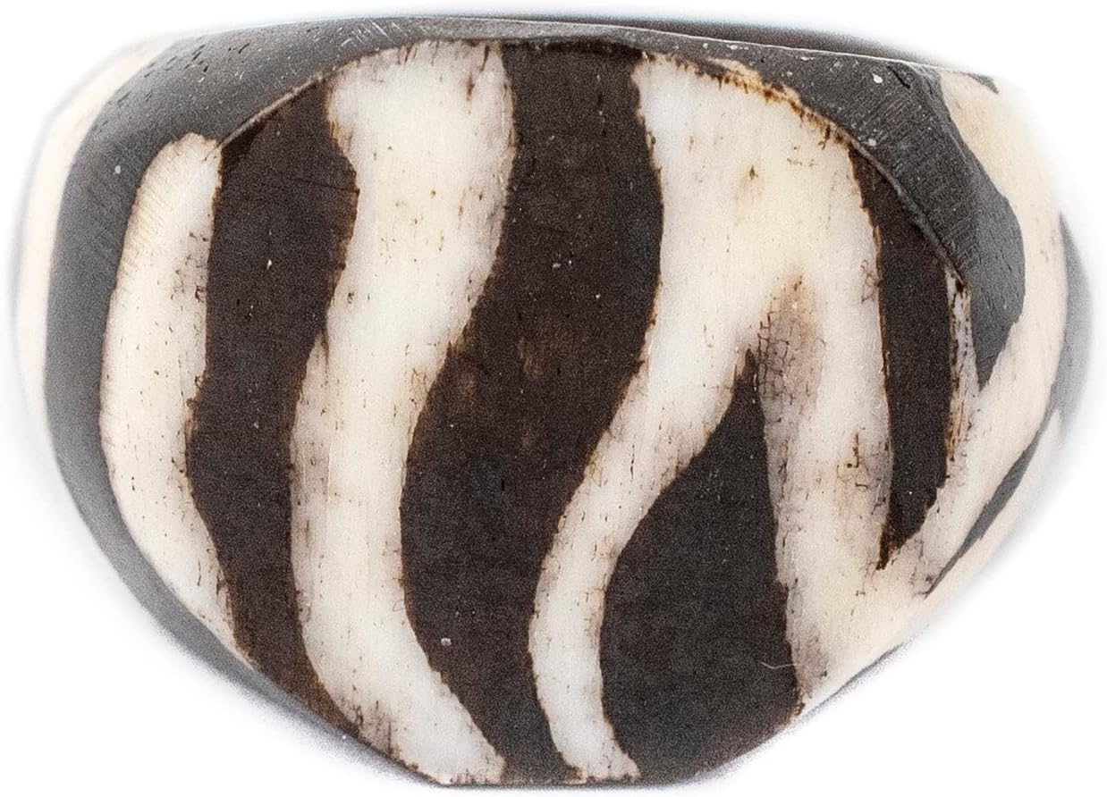 TheBeadChest Zebra Batik Bone Ring