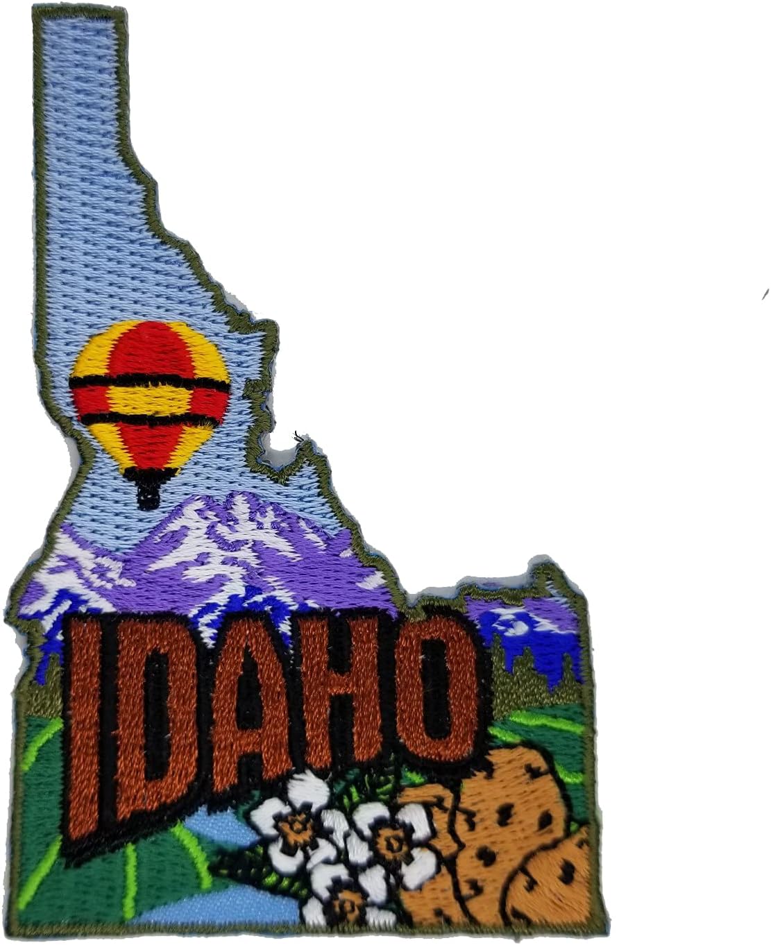 Idaho Patch – ID Map – Idaho State Shape- Travel Patch Iron On – ID Souvenir Patch – Embellishment Applique – Travel Gift 3.5 Collage