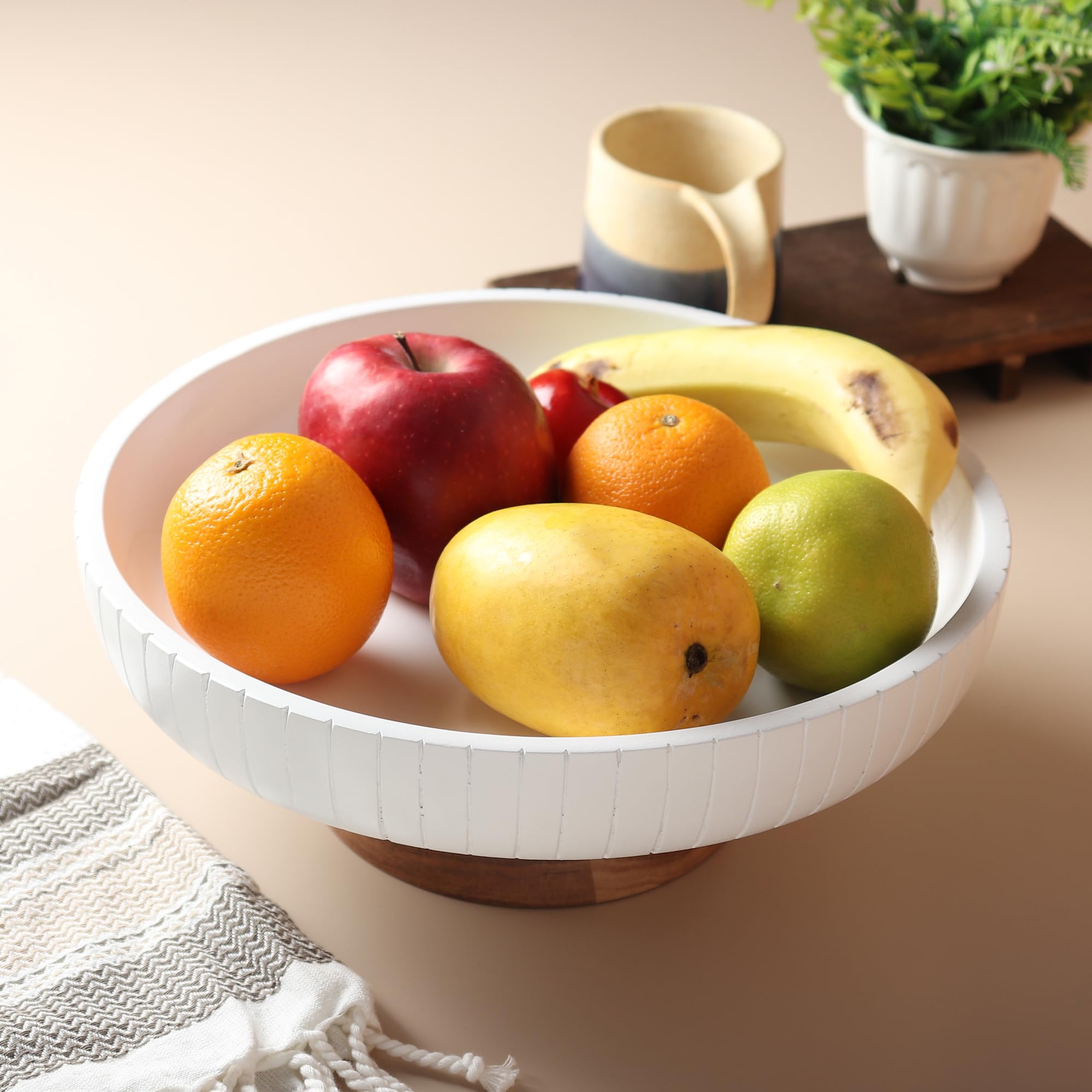 Portafrutta piedistallo (bianco lucido)