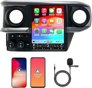 Car Radio Stereo for Toyota Tacoma 2016-2022 Auto A/C Radio Replacement 12.1 Inch CarPlay Android Auto WiFi GPS Navigation Vertical Screen Tesla Style with DSP in Dash Headunit