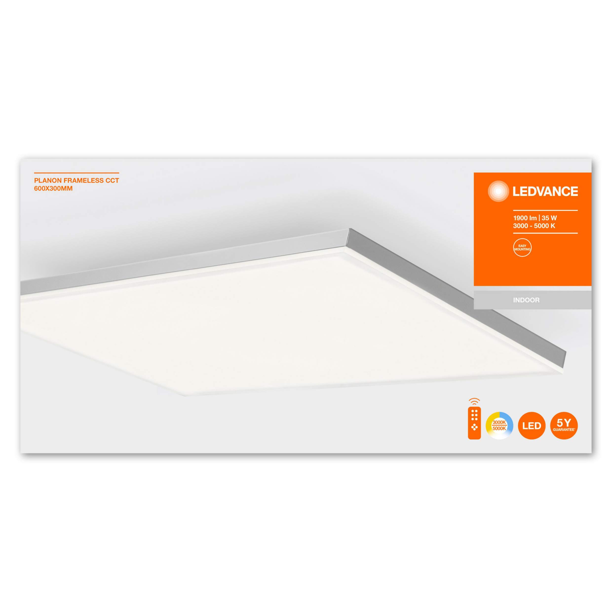 Ledvance LED Panel-Leuchte, Leuchte für Innenanwendungen, Farbtemperaturwechsel, Länge: 60x30 cm, Planon Frameless
