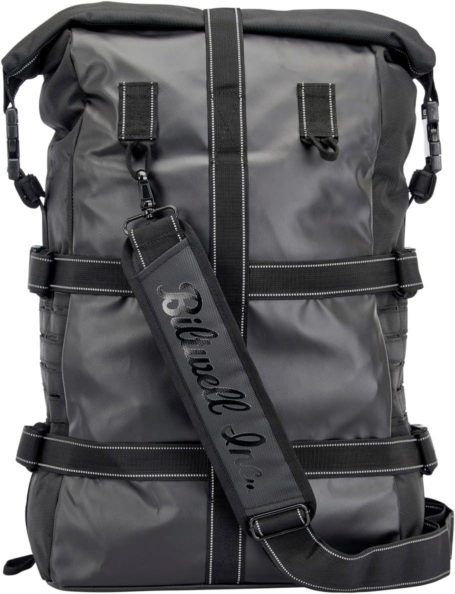 Biltwell EXFIL-80 2.0 Sissy Bar Bag - Black, 51L Motorcycle Bag, Compatible with Touring and Cruiser Motorcycles