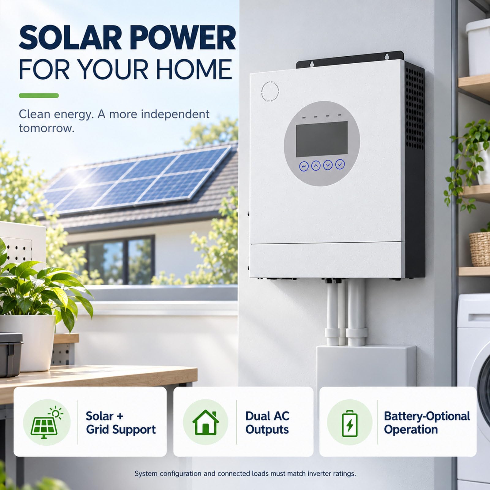 Inversor Solar híbrido de 6500W y 48V White