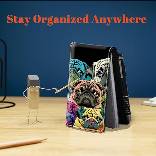 Miniatura 55 de Juego de 4 soportes para bloc de notas de tamaño de bolsillo, de piel sintética, mini bloc de notas con 2 bloc de notas pequeños y lápiz capacitivo