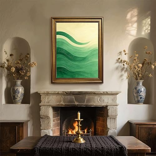 Miniatura 7 de Framed Abstract Green Waves Poster Canvas Print Art,Modern Wall Art Painting Pictures,Elegant Wall Decor Art Print,Home Decor Wall Decoration for