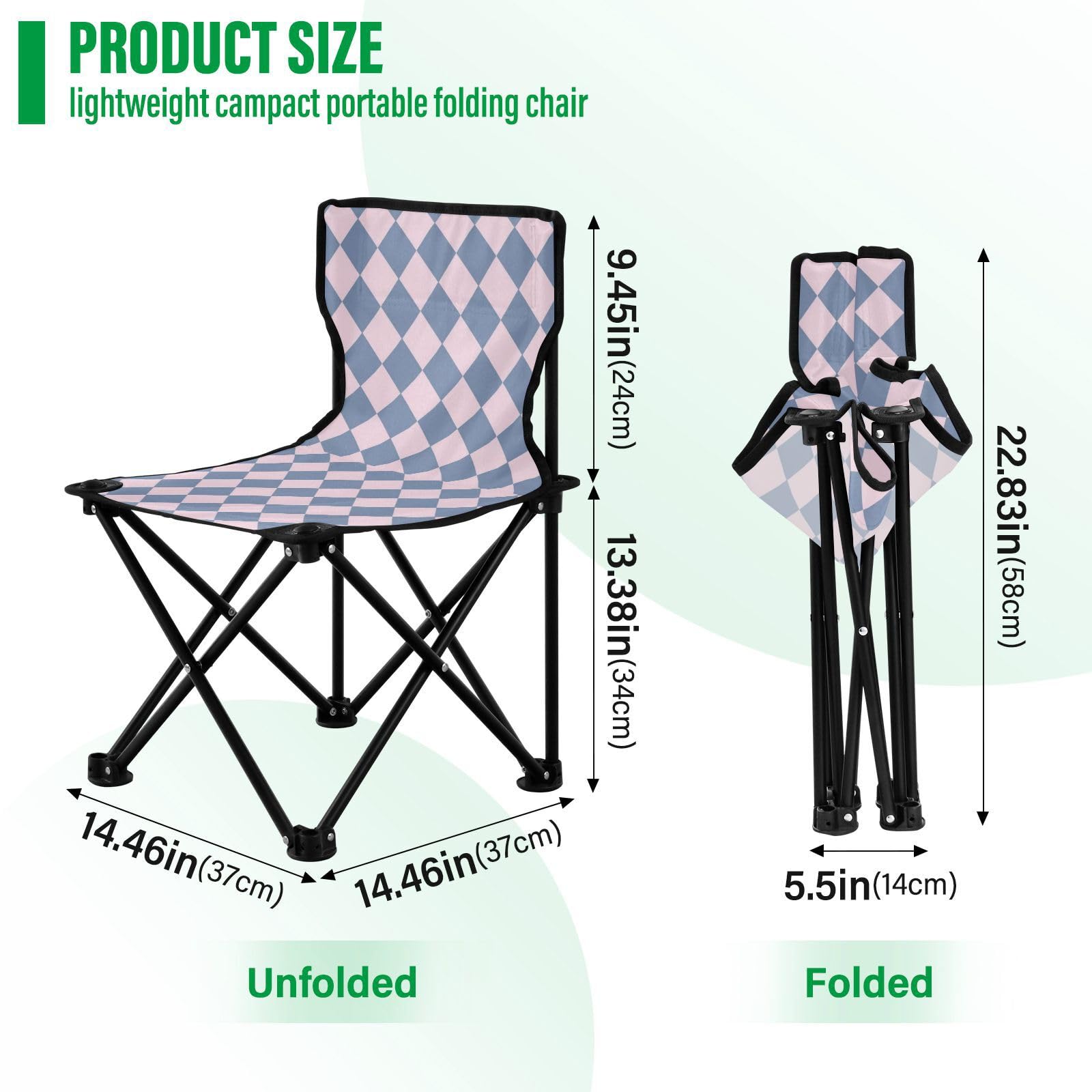 Powder Blue American Plaid Składane krzesło obozowe z plecakiem ultralekki składany plecak krzesło do przenoszenia w zestawie krzesło turystyczne na wędkowanie kemping