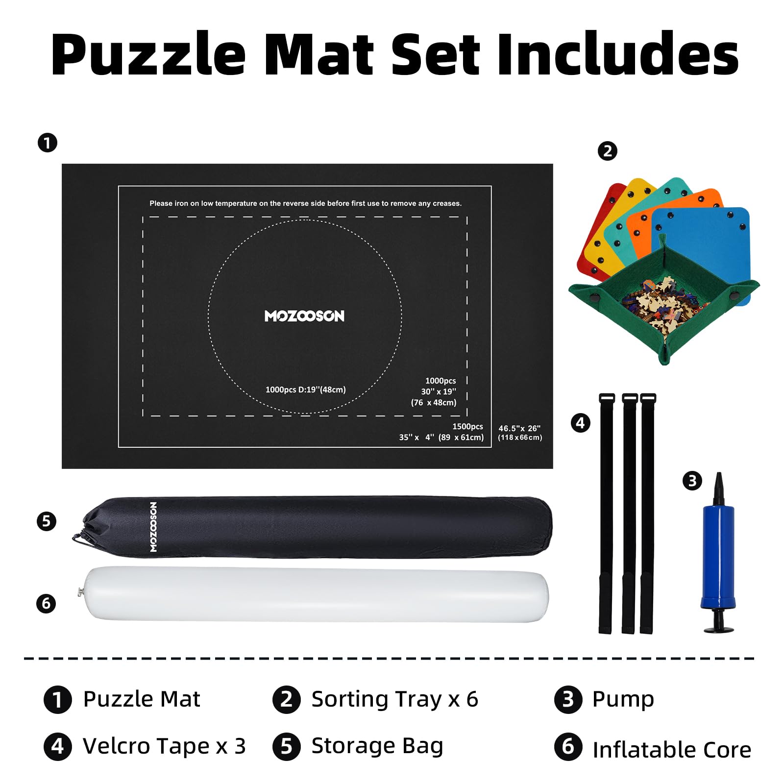 MOZOOSON Tapete Puzzle, Puzzle Mat Roll para Puzzle 1000 1500 Piezas para Adultos Niños, Fieltro Puzzles Tapete, Jigsaw Puzzle Roll Pad, Accesorio para Guardar los Puzzles
