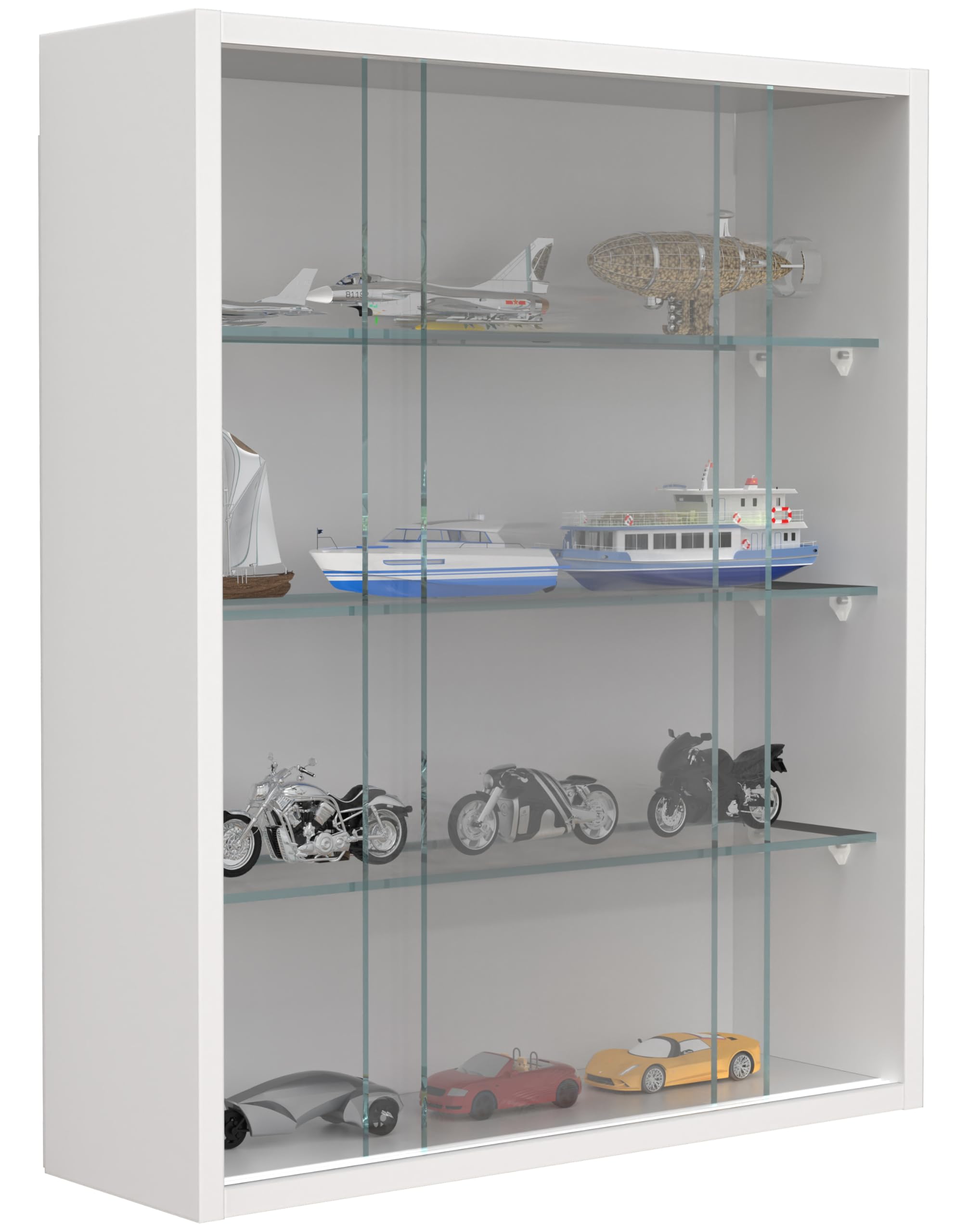 VCM Glasvitrine hängend/Vitrine Glas mit ESG-Sicherheitsglas/Maße ca. H. 60 x B. 50 x T. 15 cm/Hängevitrine Glas/Modern und platzsparend/Glas Vitrinenschrank - Drivalo M