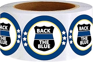 Police Support Back The Blue Badge Stickers Law Enforcement Officers Support Labels,2 Inch,500 Pcs Per Roll