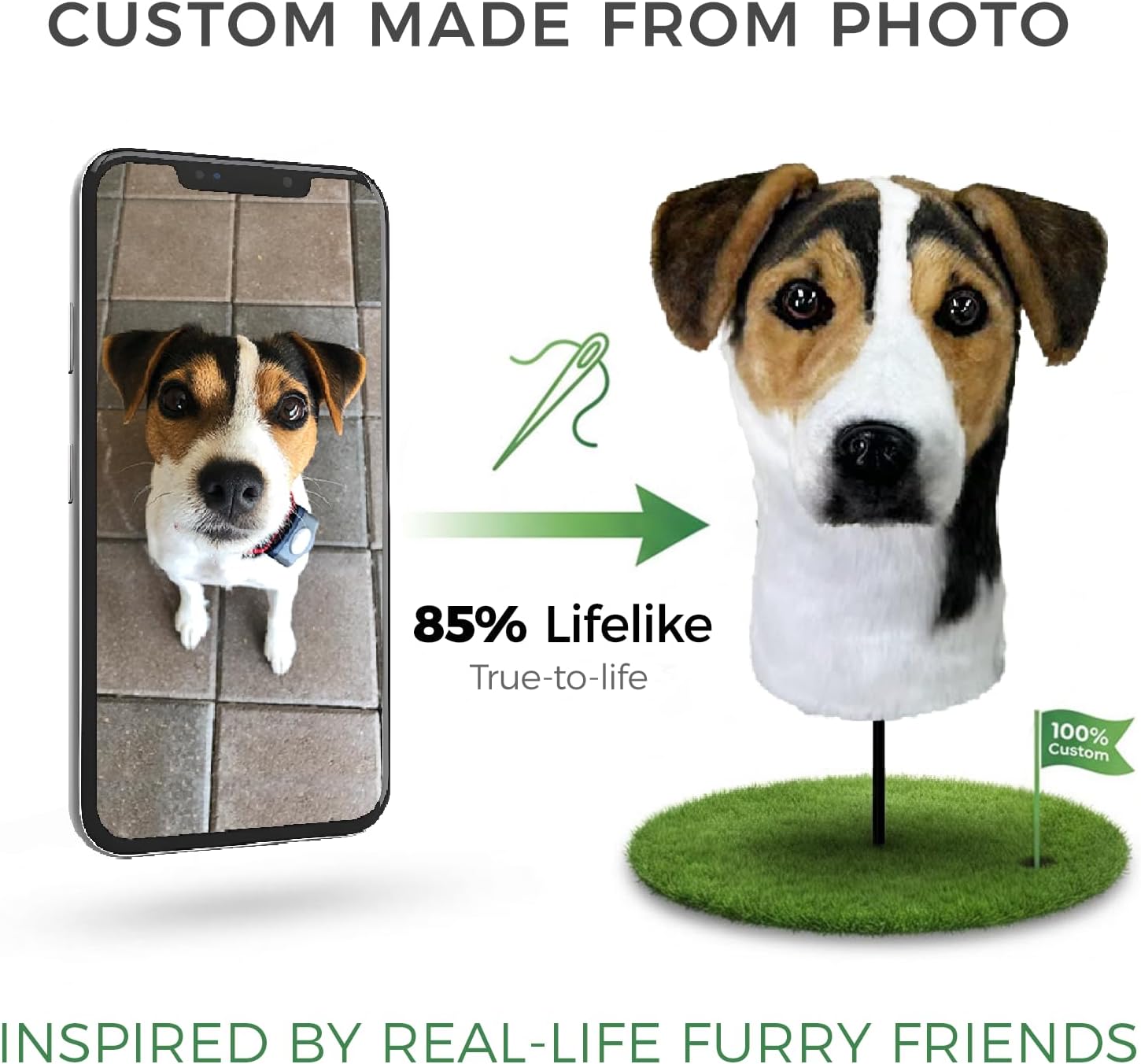 Golf Head Cover - Realistic Dog Design, Fits 460CC/450CC/350CC Drivers, Premium Material, Protective Golf Club Cover, Perfect Golf Gift for Men Women Golfers