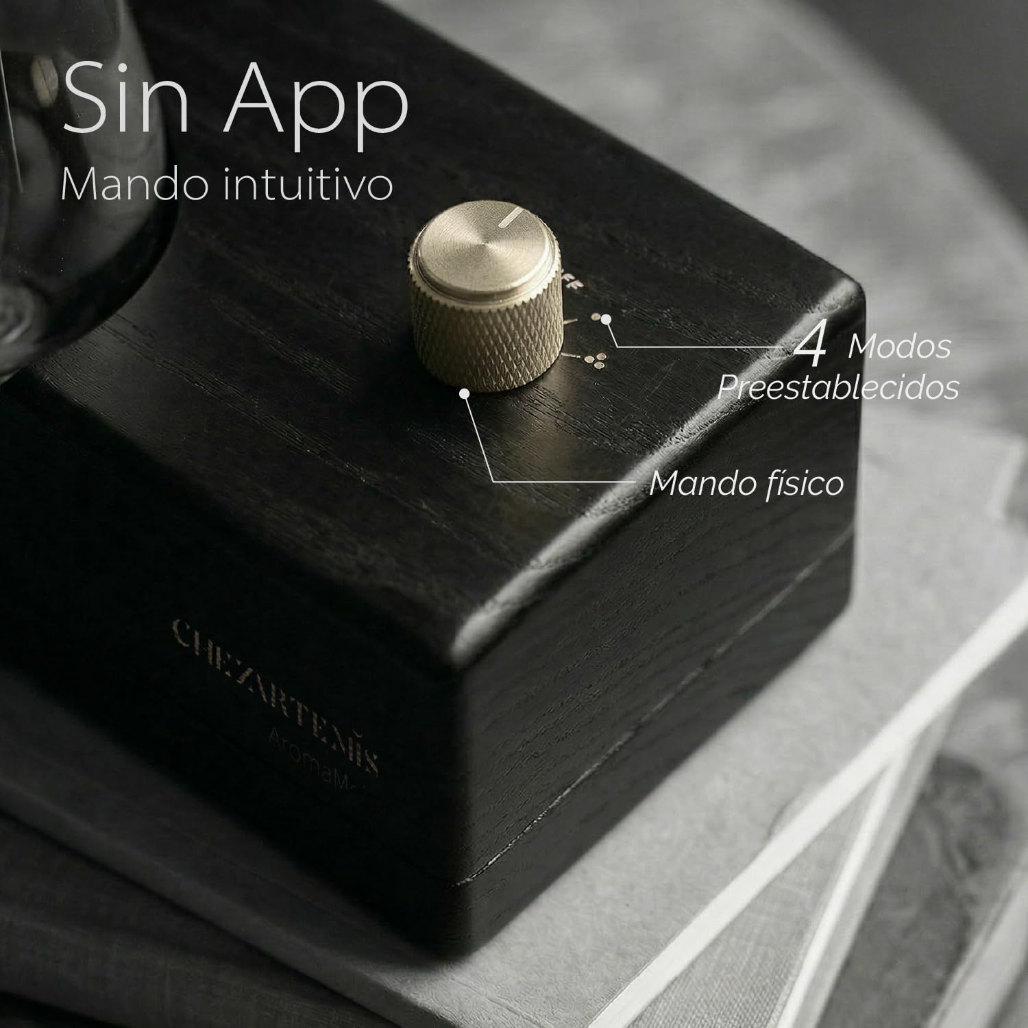 Black Obsidian Difusor Aceites Esenciales Sin Agua, Nebulizador Aromaterapia Vidrio Ahumado y Madera Negra, Ambientador Moderno Inalámbrico Recargable, Decoración artística para Hogar Oficina y Yoga
