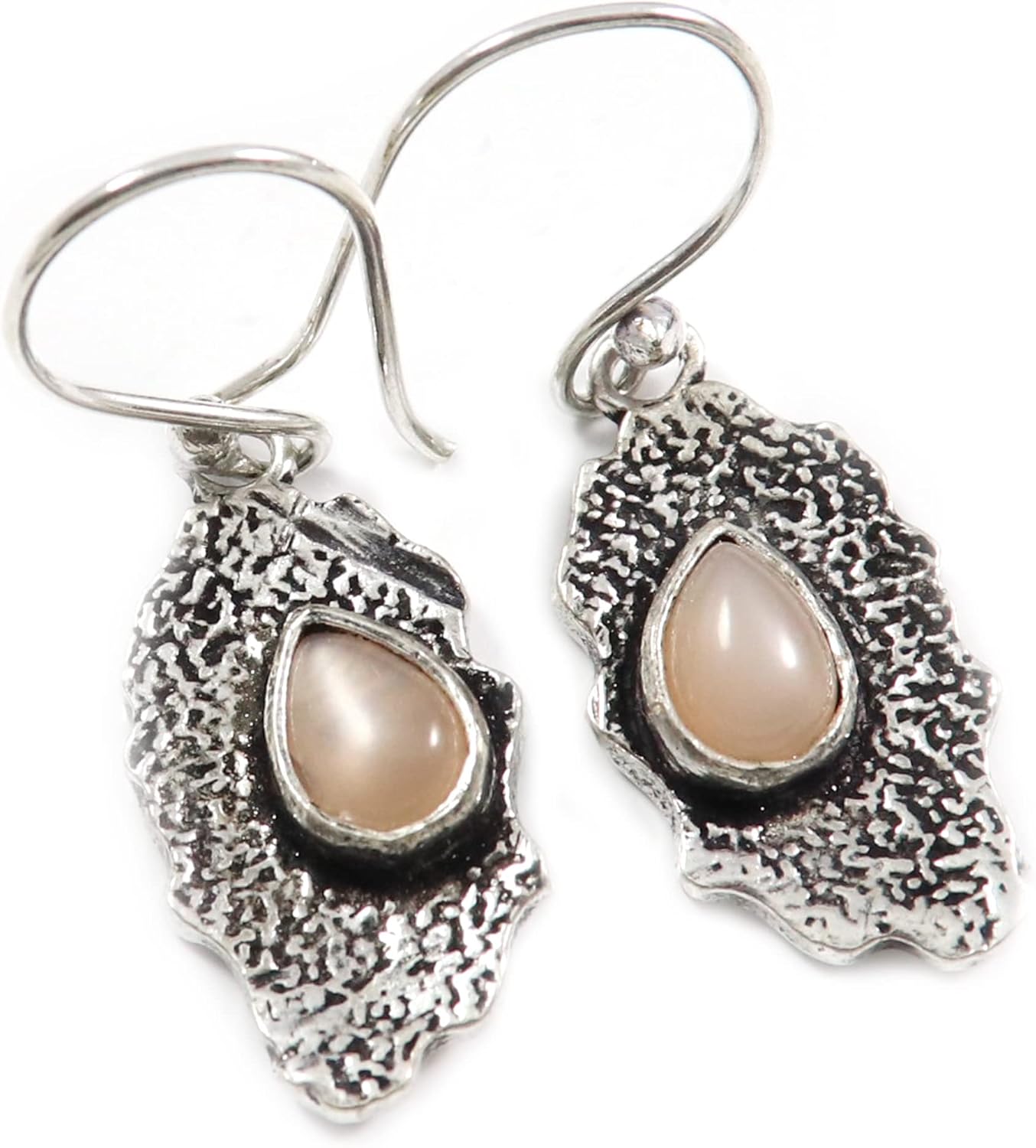 Goyal Exports 925 Sterling Rainbow Moonstone Peach Moonstone Silky Moonstone Labradorite Gemstone Silver Drop Dangle Earring Jewelry SEG153