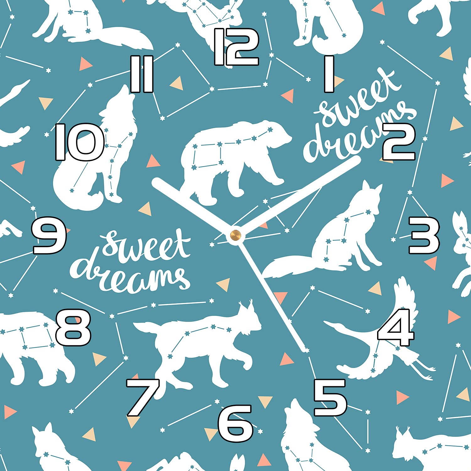 Horloge en verre Coloray facile à nettoyer pour cuisine sans taches motif scandinave 30x30