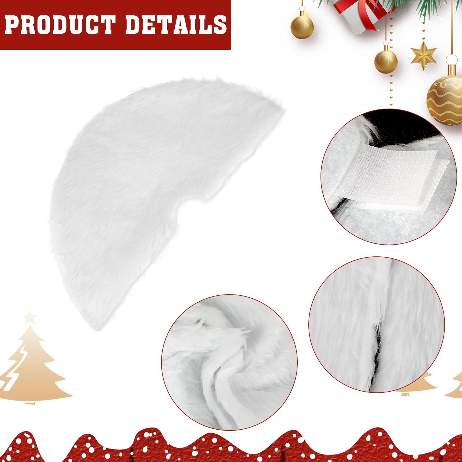 RongXuan Jupe De Sapin De Noël - Peluche Ronde Dorée Avec Paillettes Flocon - 90 Cm (35 Pouces)