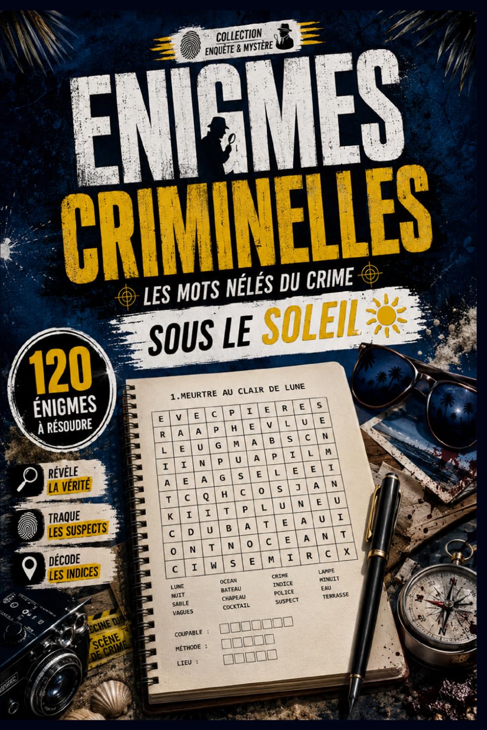 Énigmes criminelle: 120 Cas Criminels à Résoudre sous le Parasol | Enquêtes d'Été en Mots Mêlés | Activité Anti-Stress pour les Vacances