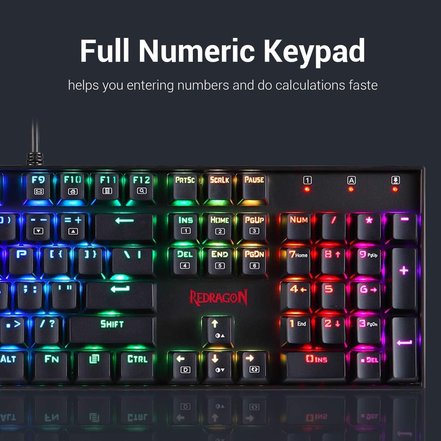 Redragon K551 Mechanical Gaming Keyboard RGB LED Backlit Wired Keyboard with Blue Switches for Windows Gaming PC (104 Keys, Black)