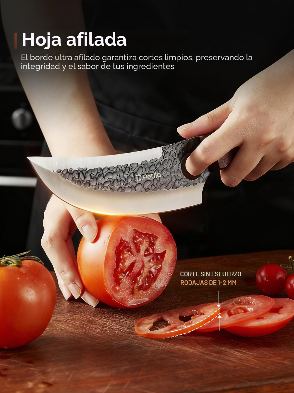 D.Perlla Juego de Cuchillo de Carnicero, 3 piezas cuchillos Japoneses para la Carne Profesional de Acero de Alto Carbono, Cuchillo Vikingo Para el Hogar la Cocina el Camping y la BBQ