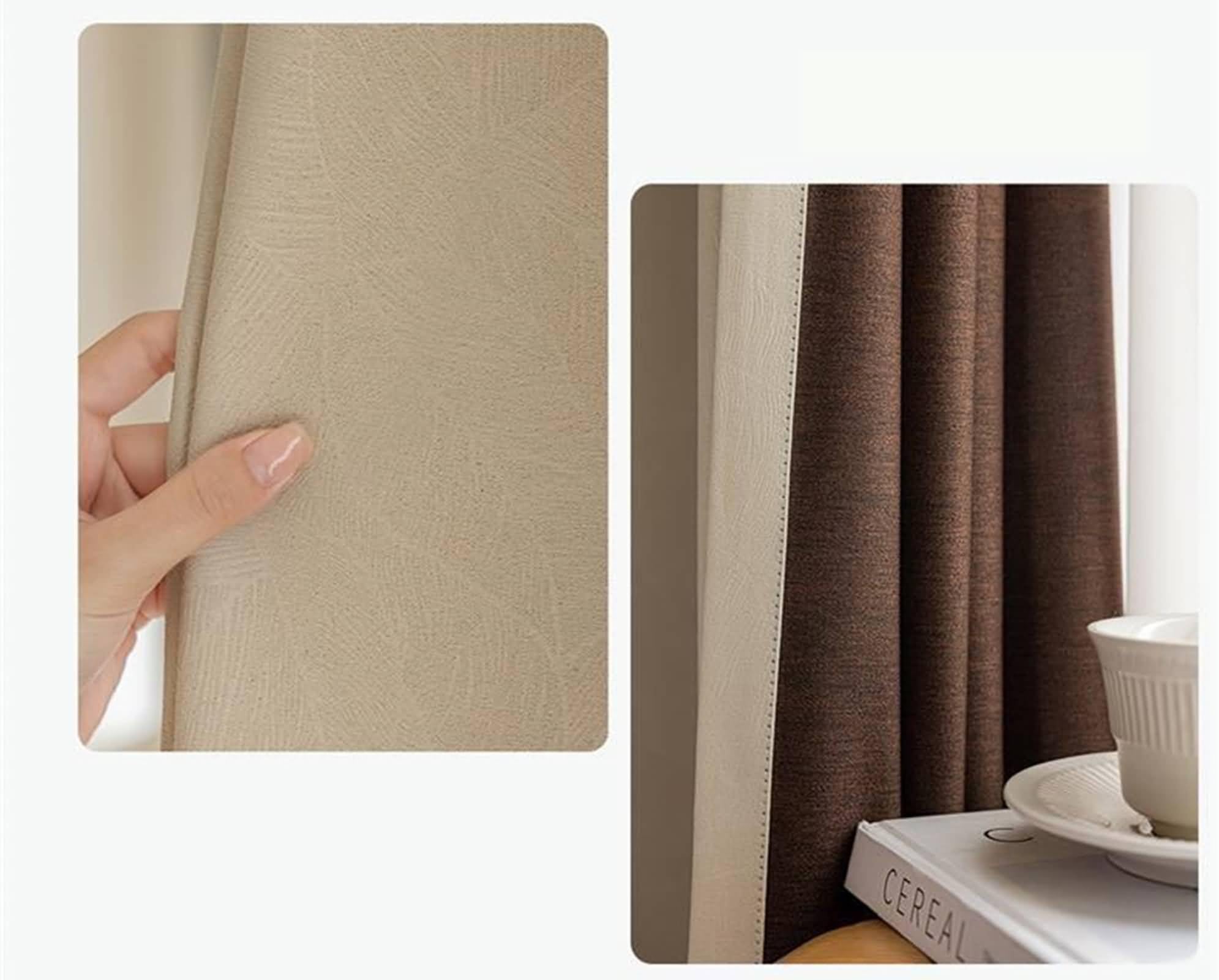 Zasłona wewnętrzna beżowa, zasłona zewnętrzna taras jednolity kolor poliester 2 panele 86W x 160 l cm