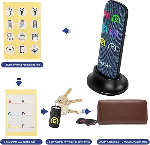 Miniatura 5 de Buscador de llaves con receptores más delgados y control remoto de tela avanzado, Simjar 80dB+ RF localizador de artículos con rango de trabajo de